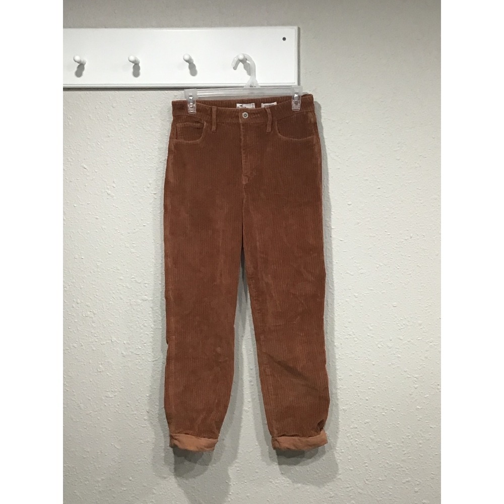 Hollister Ultra High Rise Corduroy Ankle Pants Rust Orange‎ Cuffed Indie Size 7
